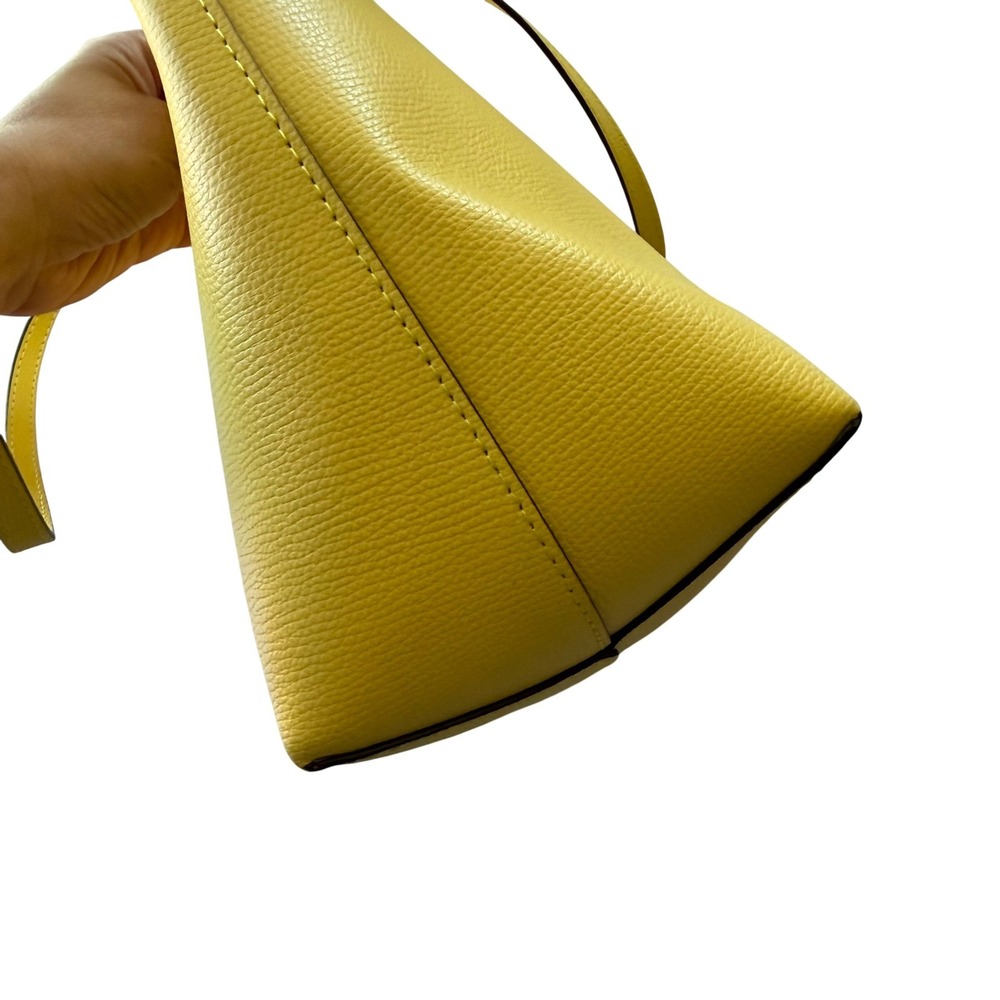 Kate Spade Molly Small Tote Lemon Yellow Grained Leather Shoulder Bag with Pouch - Picture 12 of 15